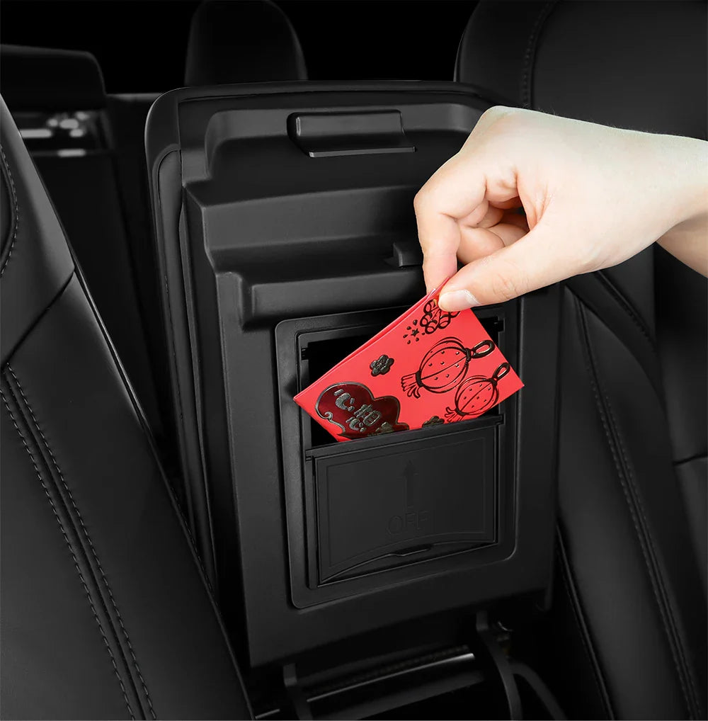 YZ Storage Box for Tesla Model 3 & Model Y – Center Armrest Hidden Box & Cup Holder Organizer, 2023-2022 Car Accessories