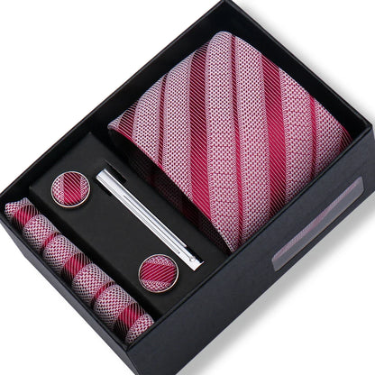 Men’s Green Business Tie Set - Premium Necktie with Hanky, Cufflinks & Tie Clip Gift Box for Wedding Formal Wear