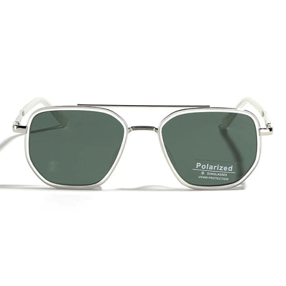 Peekaboo TR90 Polarized Sunglasses – Retro Metal Square Style for Men & Women, UV400 Double Bridge Driving Glasses