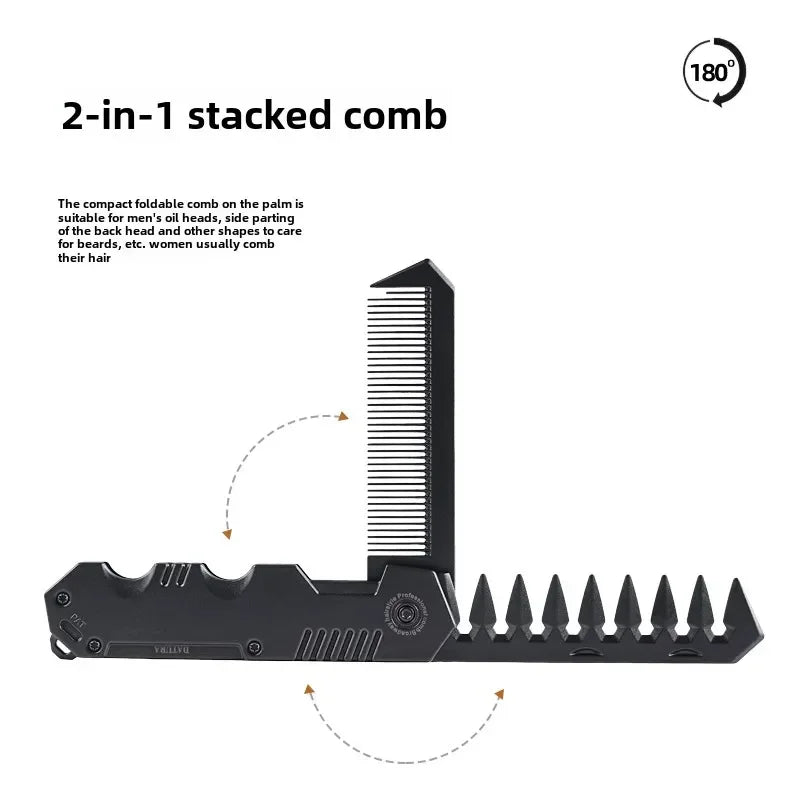 Multifunctional Folding Pocket Comb - Plastic Wide Tooth Beard & Hair Styling Comb for Barber, Salon & Grooming Use