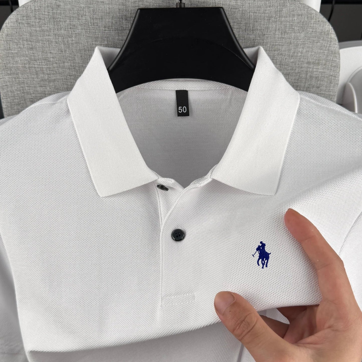 Men’s 100% Cotton Polo Shirt - Luxury Short Sleeve Golf Top with Embroidered Pony Design for Summer Casual Fashion