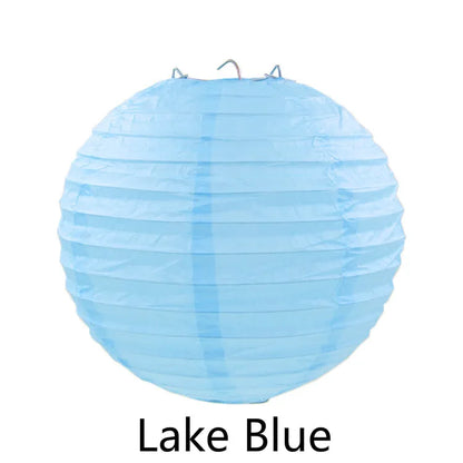 Round Paper Lantern Hanging Ball Decor for Wedding & Birthday Party, DIY Lampion Craft Supplies in White, Red & Blue