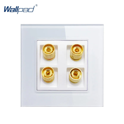 4 Pin Audio Wall Socket Panel - Luxury Crystal Glass Audio Video Sound Outlet 110V-250V
