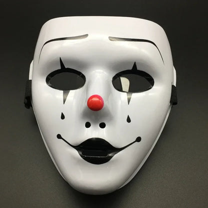Halloween Masquerade Full Face Mask – Hand-Painted White & Black Gold Death Clown for Adults