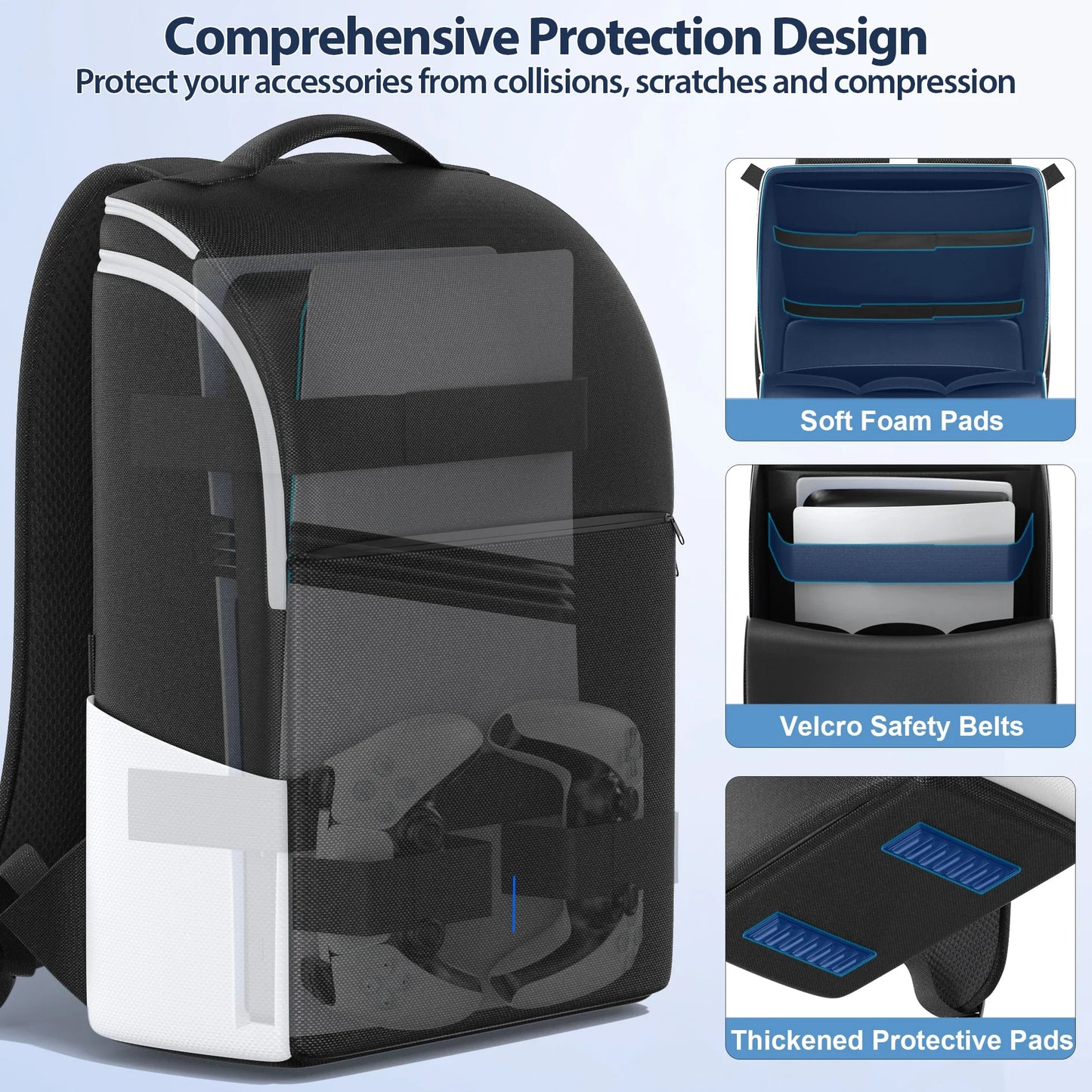 PS5 Backpack Carrying Case – Full Protection Travel Bag for PS5/Slim/Pro Console, Large Capacity Storage Bag Compatible with PS Portal