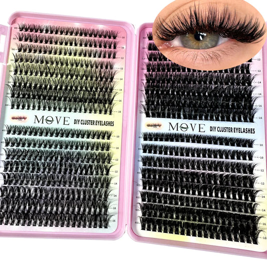 640-Piece 5D Cluster Lashes Kit – Fluffy Thick Volume Eyelash Extension Set, Mixed Tray Faux Mink Lashes for DIY & Salon Makeup