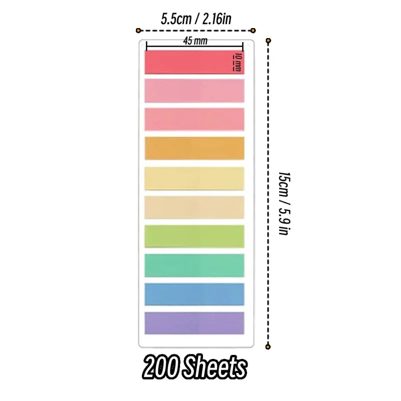 2400PCS Transparent Colorful Sticky Notes – Self-Adhesive Index Memo Pads for Office, School & Creative Stationery Use