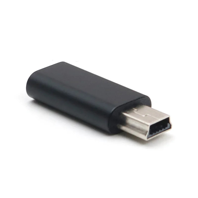 Mini USB to USB Type-C Adapter – 5-Pin Male to Female Data Transfer Connector for GoPro, MP3, Camera & PC