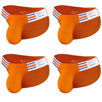 Men’s Breathable Brief Underwear 1/2/3/4PCS – High Fork Triangle Design with Striped Elastic Waistband Comfort Fit