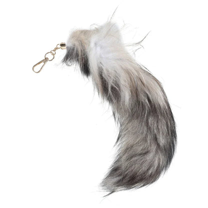 Plush Fox & Raccoon Tail Keychain – 28cm Furry Animal Tail Pompom Bag Charm & Keyring Pendant