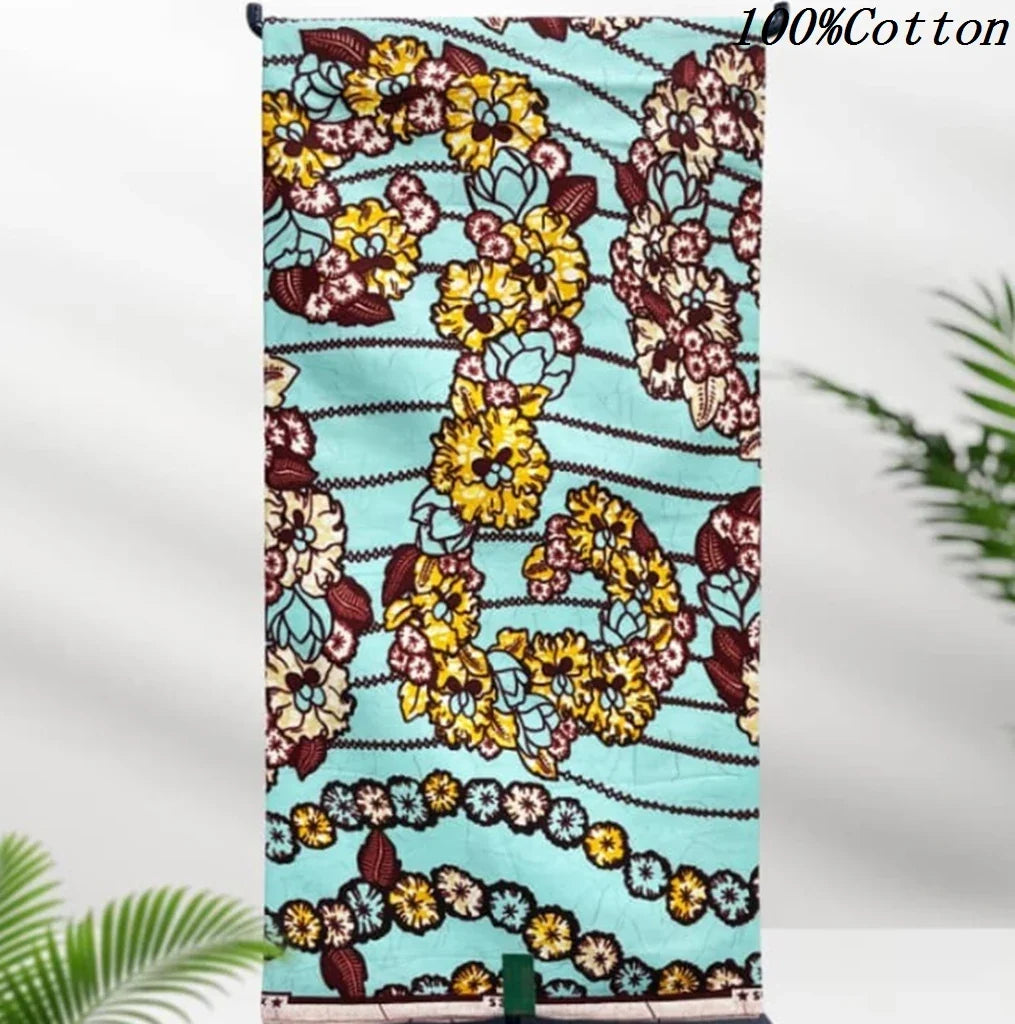 African Ankara Wax Print Fabric - 100% Cotton Batik Material for Sewing & Wholesale 6 Yards