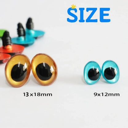 10PCS 3D Colorful Safety Eyes - Oval Crochet Doll Eyes for Amigurumi DIY Toy Making
