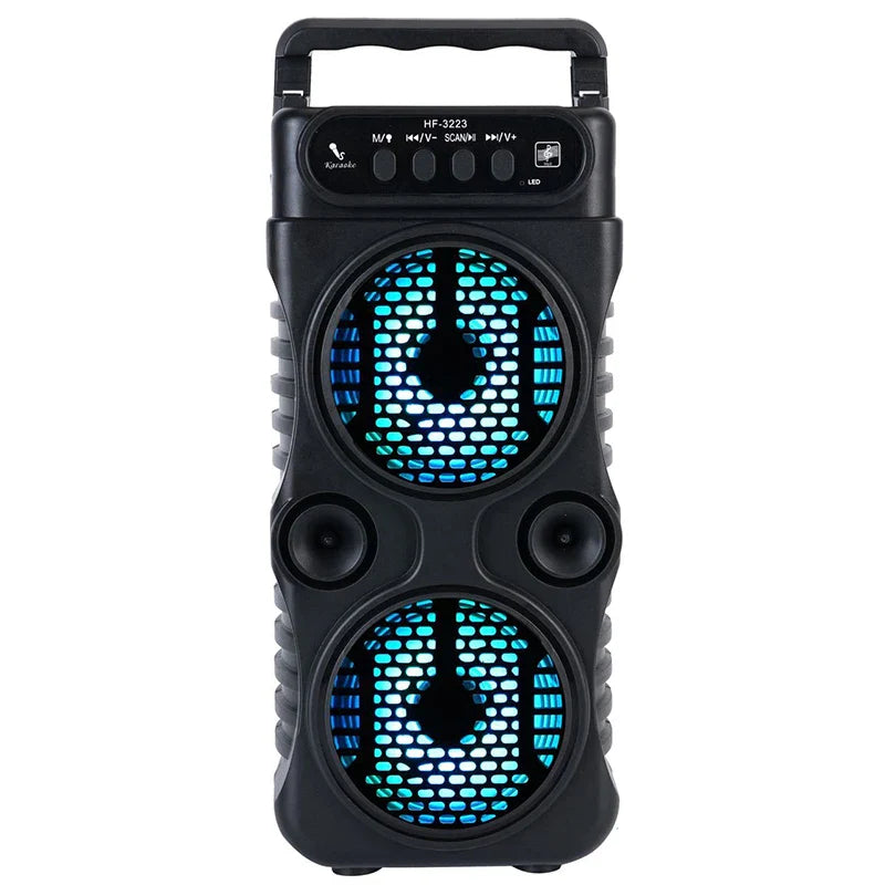 Outdoor Portable Wireless Speaker – Dual 3” Stereo Subwoofer, Bass, USB Powered for Party, Karaoke & Home