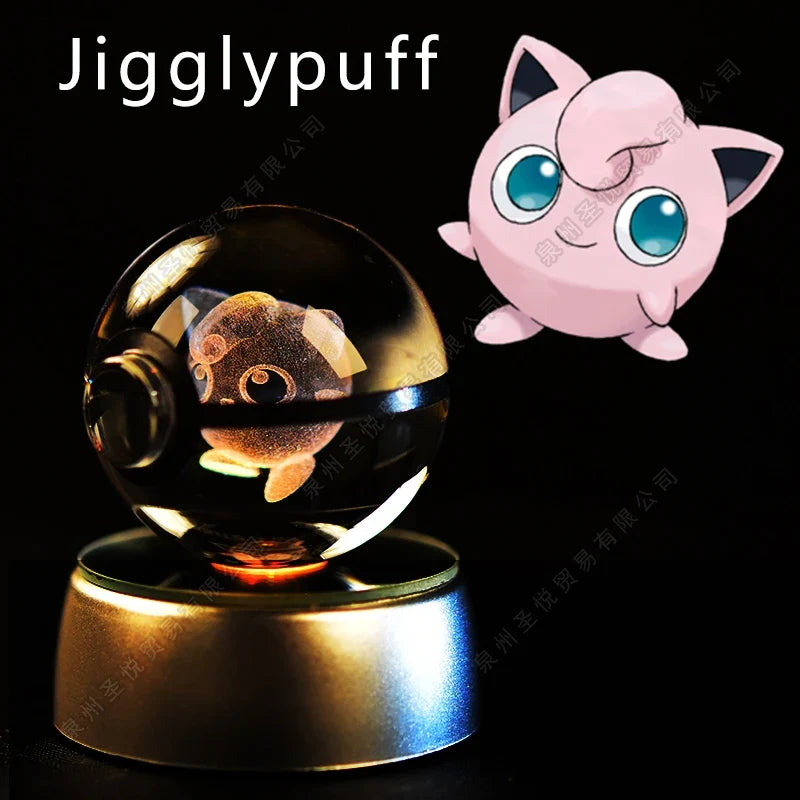 Pokémon Crystal Ball Night Light - 3D Pikachu Gengar Mewtwo Glass Lamp Statue Kids Birthday Gift