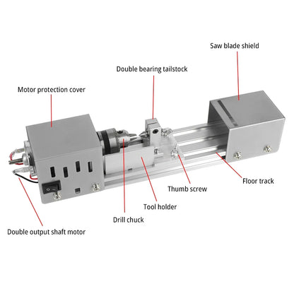 Mini Wood Lathe Machine - 12-24V DIY Rotary Tool for Woodworking, Buddha Pearl Grinding & Polishing Crafts