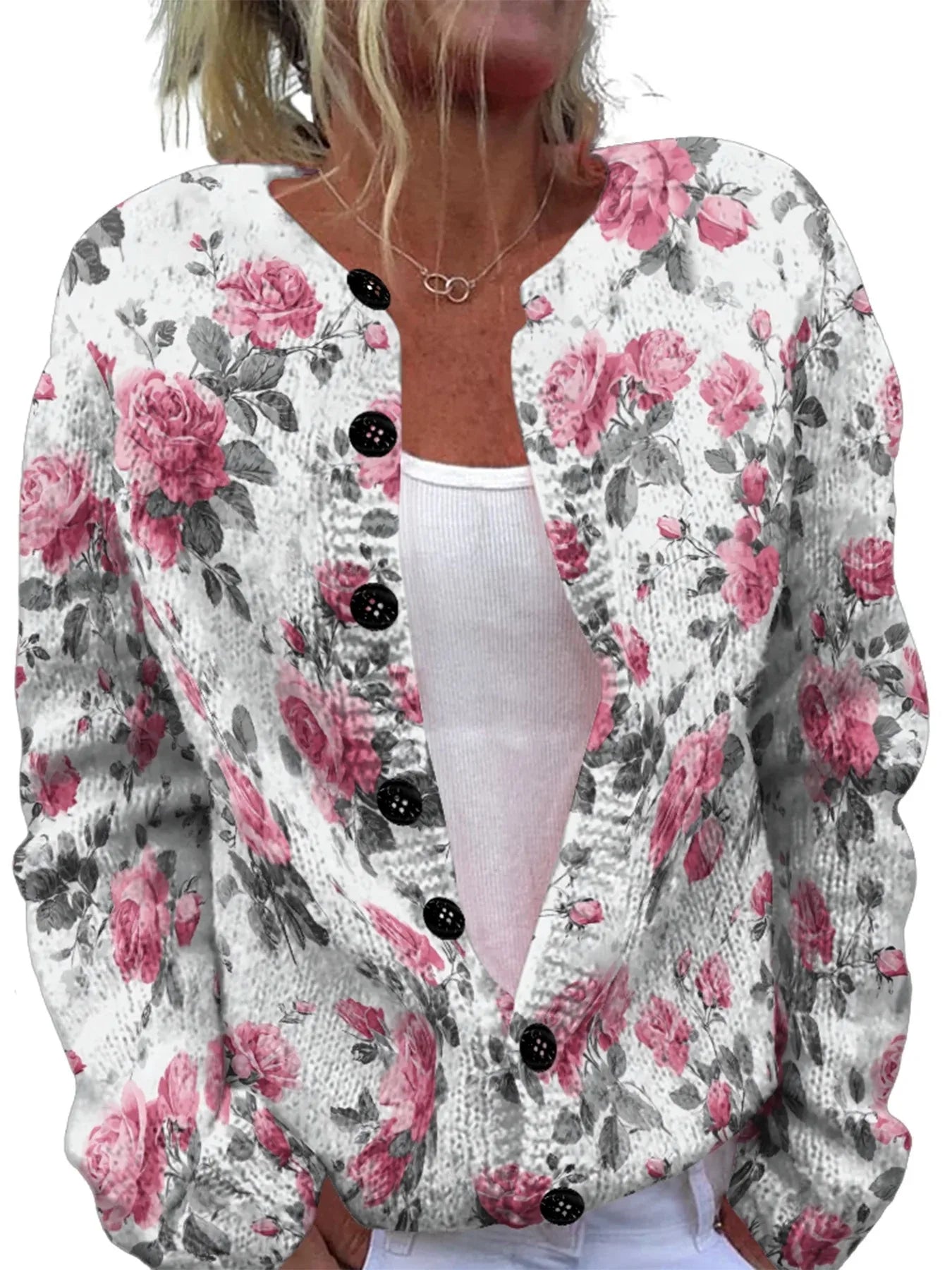 Women’s 3D Print Knitted Cardigan - Autumn Winter Vintage Thin Sweater Casual Fashion Knit Top