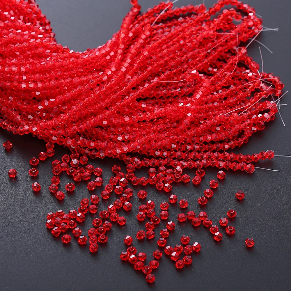 3/4mm Crystal Bicone Glass Beads - White Loose Faceted Beads for DIY Bracelets, Earrings & Jewelry Making