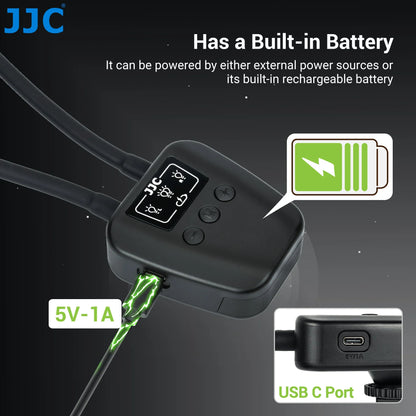 JJC LED Macro Arm Light - Adjustable 10-Level Brightness Photography Lighting for Canon Nikon Sony Olympus Fujifilm DSLR Cameras