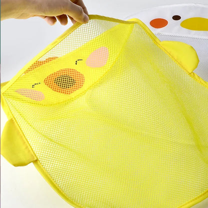 Cartoon Duck Baby Bath Toy Bag - Suction Mesh Storage Net for Kids Bathroom Toy Organizer