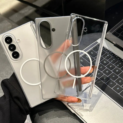 Samsung Galaxy Z Fold 4/5/6/7 Magnetic Matte Case - Ultra Thin Transparent Hinged Shockproof Cover