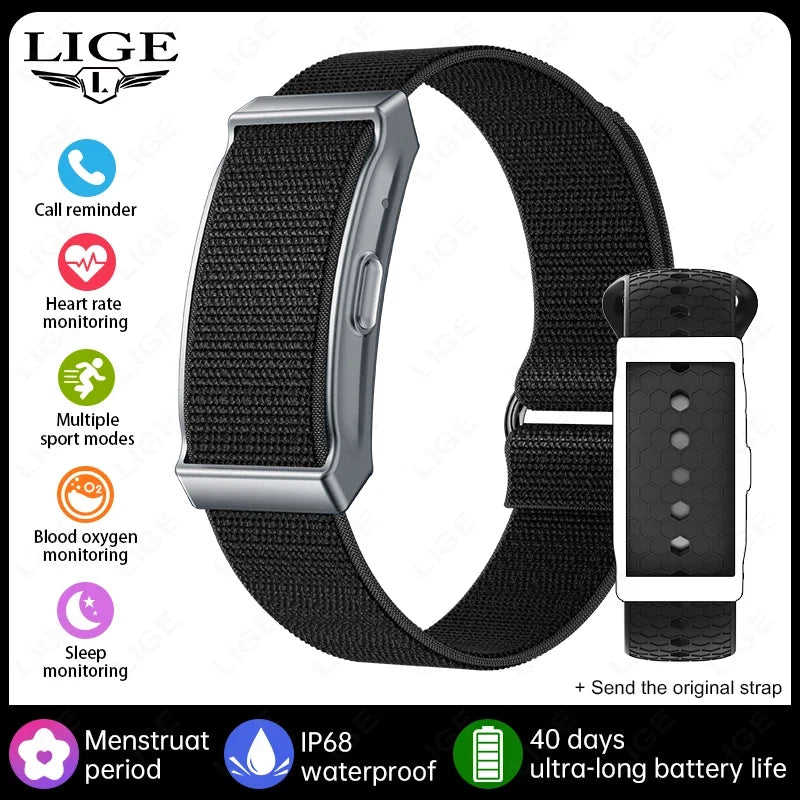 LIGE No-Screen Fitness Smart Bracelet - Sports Activity Tracker with Call Alerts, Heart Rate Monitor & IP68 Waterproof Design