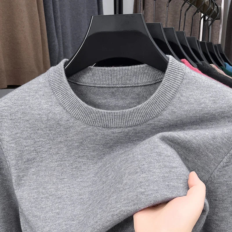 Men's Casual Diamond Pattern Sweater - Round Neck Long Sleeve Knitted Fashion Pullover Versatile Top
