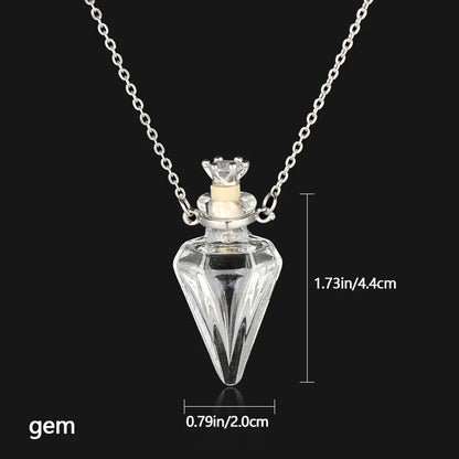 Openable Water Drop Heart Steel Chain Necklace – Essential Oil Pendant Glaze Vial Memorial Jewelry
