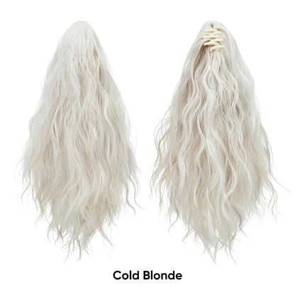 13-Inch Premium Synthetic Curly Claw Clip Ponytail – Blonde Brown Short Hairpiece, Fake Hair Extensions P064