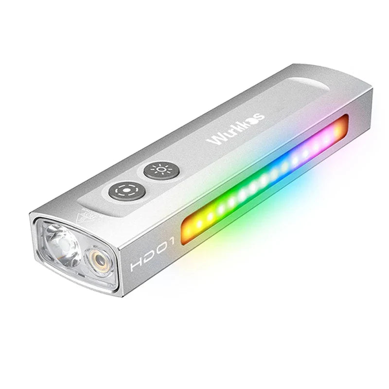 Wurkkos HD01 Multifunctional Flashlight – 1200LM 90CRI with Side RGB Lights, IP65 Waterproof for Hiking