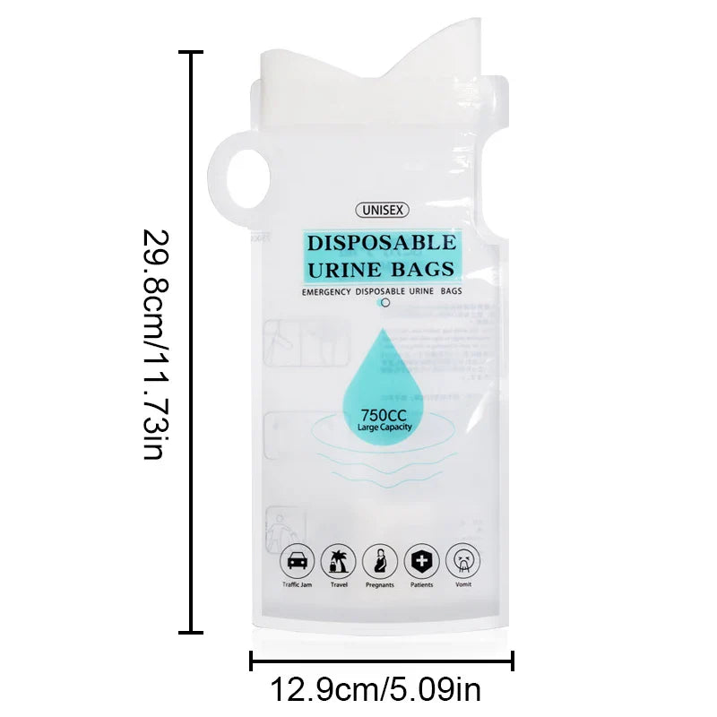 SEAMETAL 4Pcs 750ML Portable Emergency Urinal & Vomit Bags – Disposable Travel Mini Toilet Bags for Car, Outdoor & Unisex Use