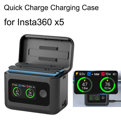 Insta360 X5 Fast Charging Case - 27W Dual Track Battery Charger Storage Case for Insta360 X5 Accessories