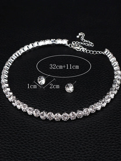 Women's Minimalist Jewelry Set - 4-Piece Necklace, Earrings & Bracelet Party Accessory Collection