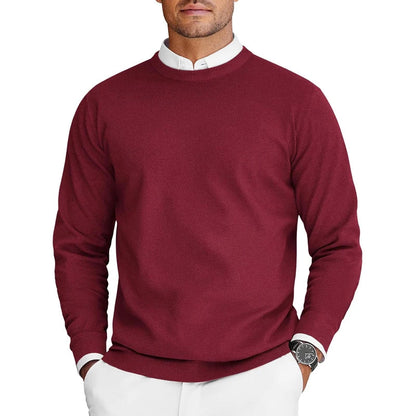 Men's Crew Neck Knit Sweater - Lightweight Long Sleeve Oversized Pullover for Casual Streetwear