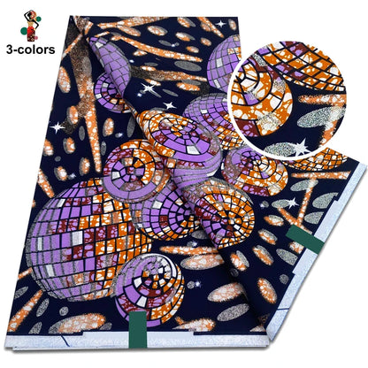 African Gold Print Wax Fabric - 100% Cotton Soft Nigerian Ankara Batik Pagne Material