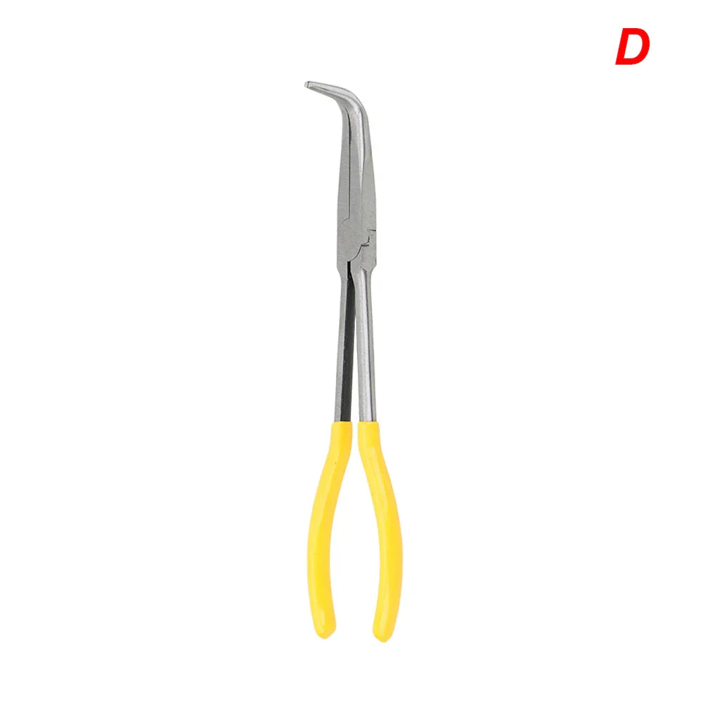 DIY Extra Long Nose Pliers – Straight & Bent Tip Mechanic Hand Tool for Car Maintenance, Spanner & Clip Removal Kit