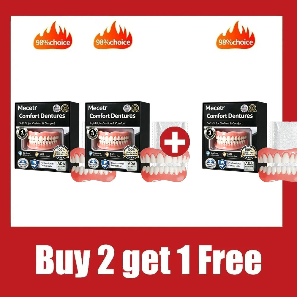 Adjustable Denture Teeth Set - Portable Full Mouth Fake Teeth Model for Adults & Elderly Dental Practice