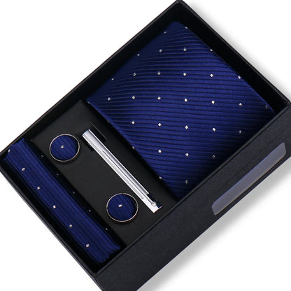 Men’s Green Tie Gift Box Set - Premium Business Necktie with Hanky, Cufflinks & Tie Clip for Wedding Formal Wear