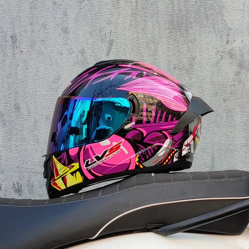 Full-Face Motorcycle Helmet — Winter Warm Double Visor Racing & Sports Motorbike Helmet