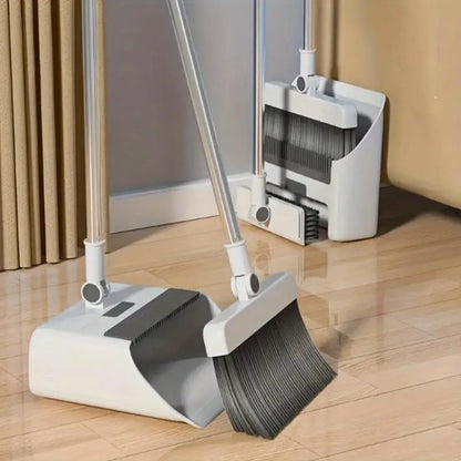 3-in-1 Folding Broom & Dustpan Set - Multi-Surface Floor Cleaning Brush with Strong Bristles