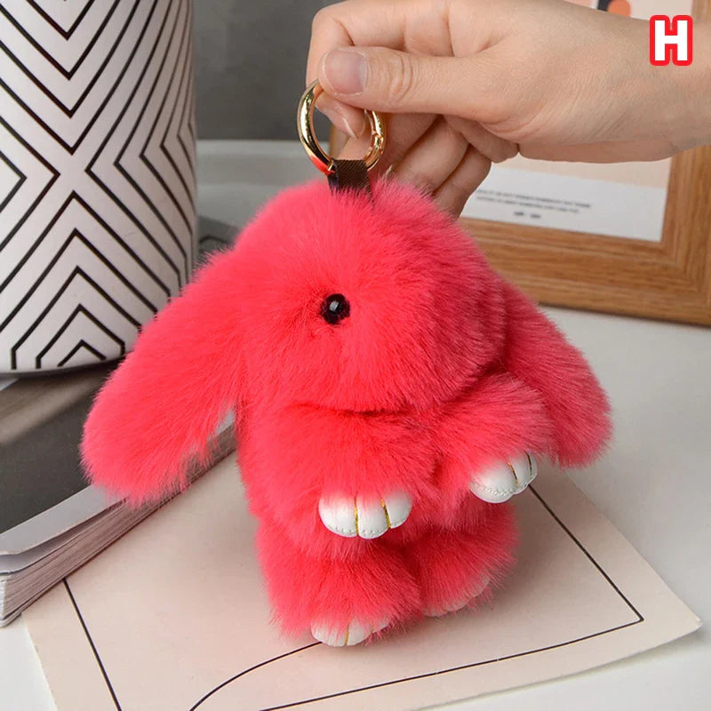 15cm Rabbit Fur Keychain – Fluffy Bunny Pendant for Women’s Bags, Car Keys & Decorative Accessories Gift