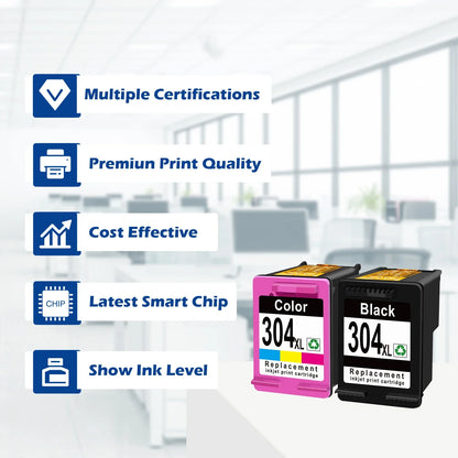 ShinColor HP 304 / 304XL Ink Cartridge – Compatible Replacement Ink for HP Envy 5000, 5010, 5012, 5014, 5020, 5030, 5032, 5034, 5052 & 5055 Printers
