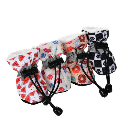 Keep Your Pet's Paws Warm and Dry with 4pcs Waterproof Winter Dog Shoes - Anti-Slip Rain and Snow Boots for Small Cats and Puppies