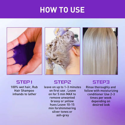 300ml Purple Color Fixing Shampoo – Long-Lasting Hair Dye, Gray Coverage, Fade Yellow After Bleach, Non-Irritating Hair Care