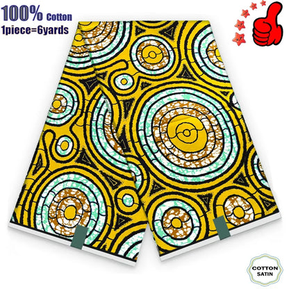 African Real Wax Print Fabric - 100% Cotton Ghana Nigeria Style Ankara Batik Sewing Material