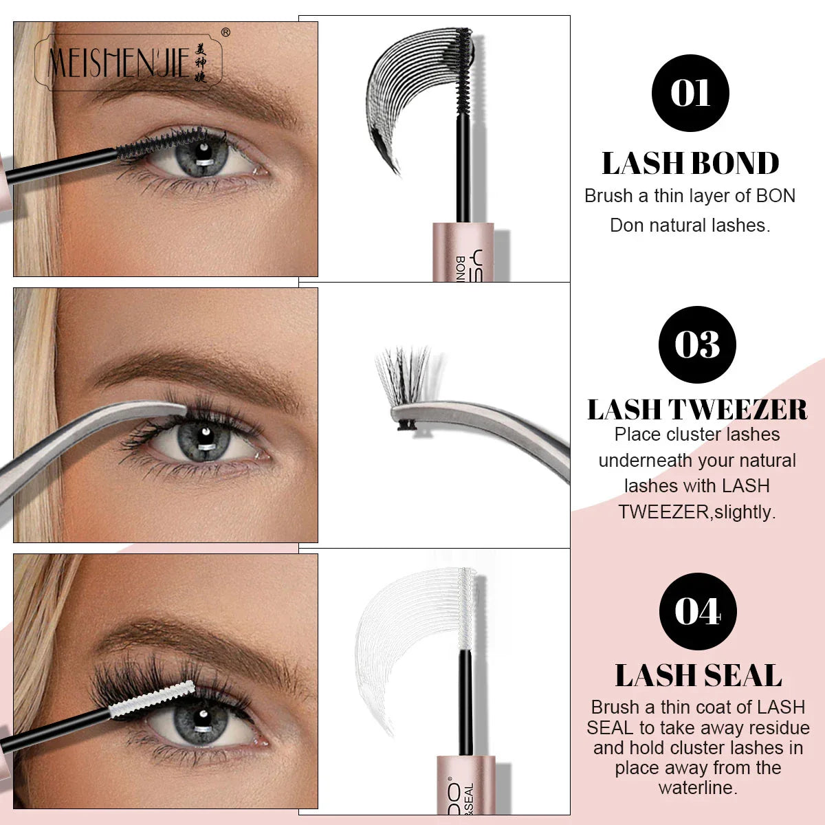 MEISHENJIE DIY Cluster Lash Extension Kit — 120 Bunches Individual Wispy False Eyelashes with Glue & Tweezer