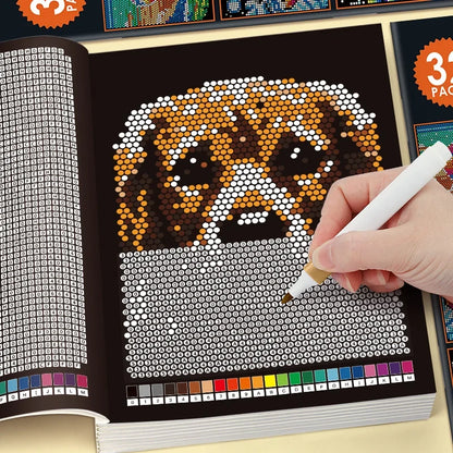 Mysterious Mosaic Color by Number Book - 32 Pages Pixel Art Coloring with Cute Animals & Scenery for Adult Stress Relief