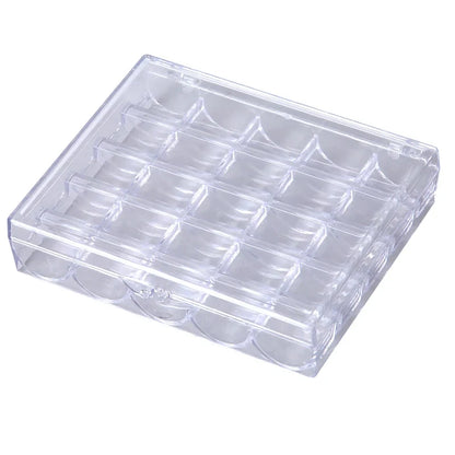 25-Spool Bobbin Storage Box - Plastic Sewing Machine Bobbin Case & Organizer