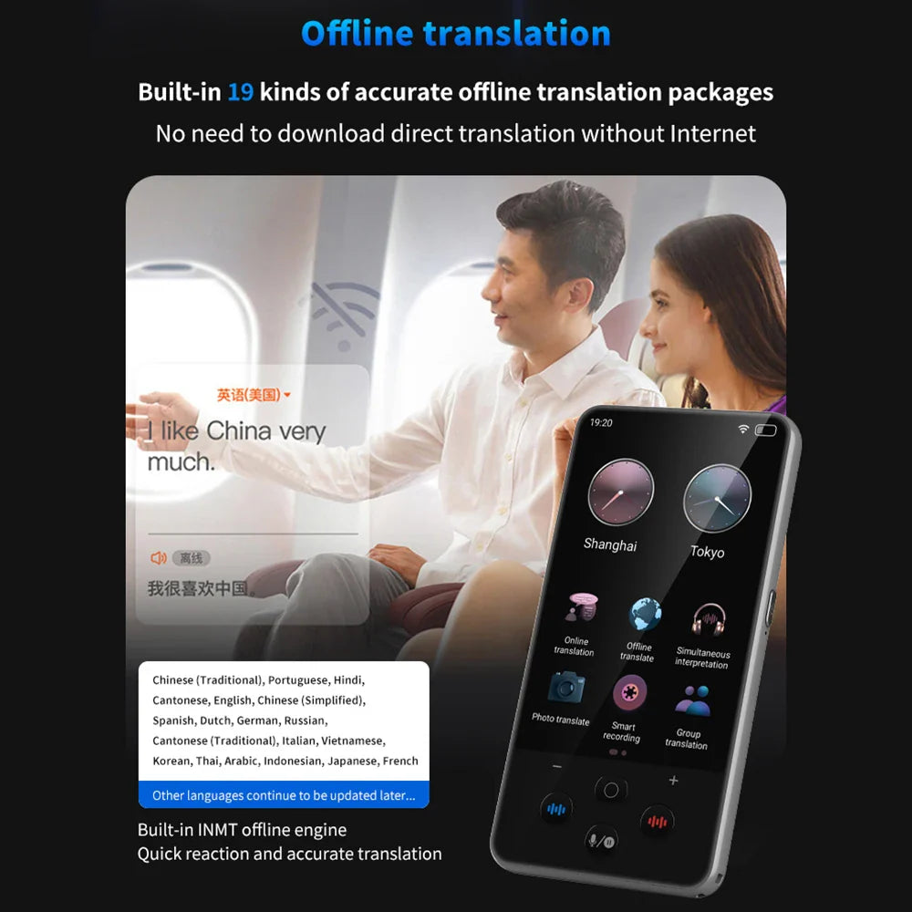 S85 Pro Language Translator Device – 138 Languages, Voice & Video Recording, Offline Translation, 8GB, 2000mAh