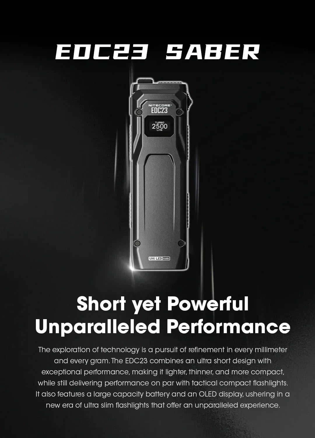 NITECORE EDC23 Tactical Flashlight – 2500LM Portable Emergency Work Light for Camping, Climbing & Outdoor Search