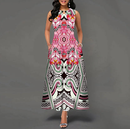 Women’s Loose Floral Vintage Maxi Dress – Ruffled Hole Summer Camis Big Size Elegant Party Dress